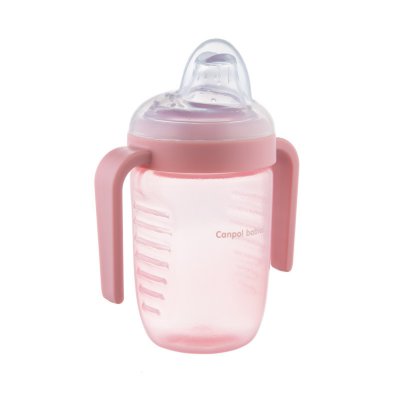 Canpol babies nevylévací hrníček se silikonovým pítkem 220 ml - Pink - obrázek