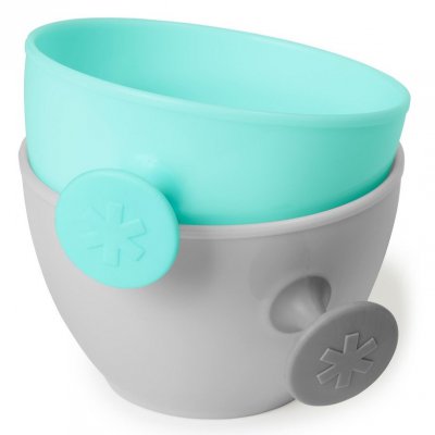 Skip Hop set jídelní s hrnkem Easy Feed 5 ks - Teal/Grey - obrázek