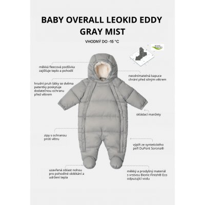 Leokid Baby Overall Eddy - Gray Mist, vel. 56 (0 - 3 měsíce) - obrázek