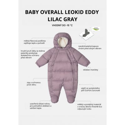 Leokid Baby Overall Eddy - Lilac Grey, vel. 74 (9 - 12 měsíců) - obrázek