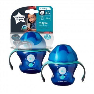 Tommee Tippee netekoucí hrnek Explora First Cup 4m+,150ml - Modrý/vesmír - obrázek