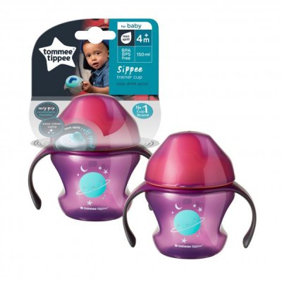 Tommee Tippee netekoucí hrnek Explora First Cup 4m+,150ml - Fialový/vesmír - obrázek