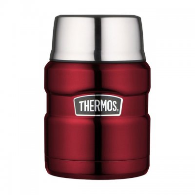 Thermos termoska na jídlo se skládací lžící a šálkem 470 ml - Červená - obrázek