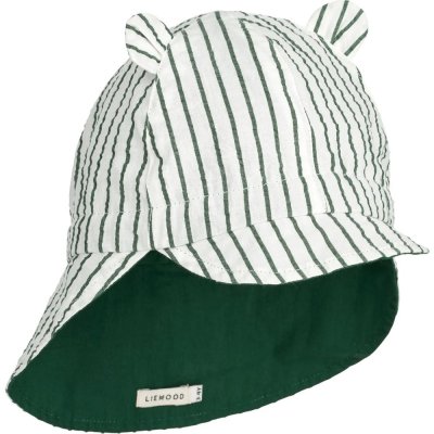 Liewood Gorm Oboustranný klobouček - Stripe Garden Green/Creme de la Creme, vel. 0 - 3 měsíce