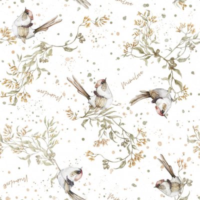 MimiLove Mušelínová plenka 100 x 100 cm - Golden Birds - obrázek