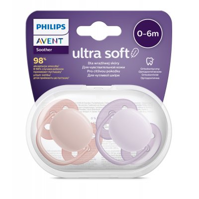 Philips AVENT Šidítko Ultrasoft Premium Neutral 0 - 6 m - Dívka, 2 ks - obrázek