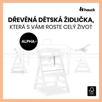 Hauck Alpha+ Set Dřevěná židle White s polstrováním Teddy Grey zdarma - obrázek