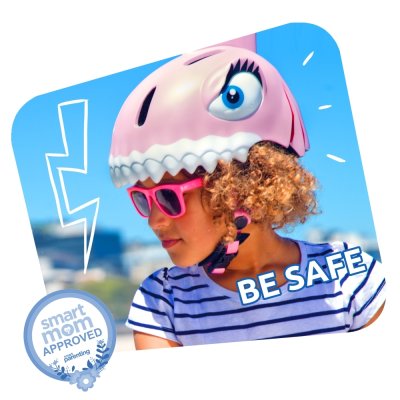 CrazySafety Dětská Cyklo Přilba Žralok - Růžová - obrázek