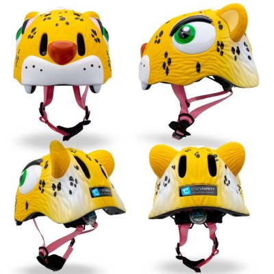CrazySafety Dětská Cyklo Přilba Leopard - Žlutá - obrázek
