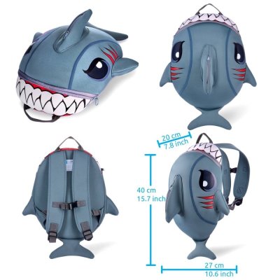 CrazySafety Dětský batoh Žralok - Šedý - obrázek
