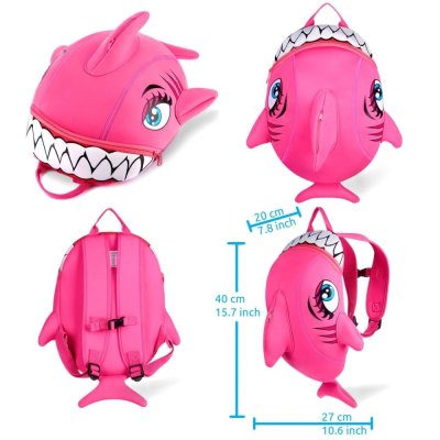 CrazySafety Dětský batoh Žralok - Růžový - obrázek