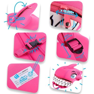 CrazySafety Dětský batoh Žralok - Růžový - obrázek