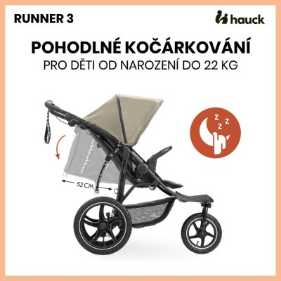 Hauck Runner 3 Sporťák s ruční brzdou - Olive - obrázek