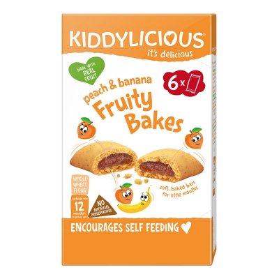 Kiddylicious Koláčky Multipack - Broskev a banán, 6 x 22 g