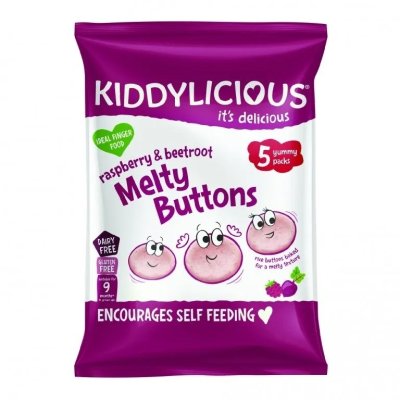 Kiddylicious Ovocno-zeleninové knoflíčky Multipack - Malina s řepou, 5 x 6 g