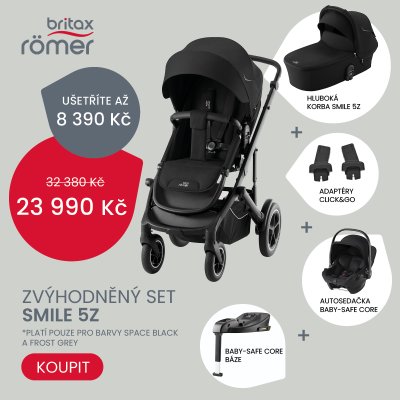 Britax Römer Smile 5Z Set Kočárek + autosedačka Baby-Safe Core + báze + adaptéry - Space Black