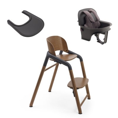 Bugaboo Giraffe Rostoucí židlička + Baby set + pultík - Warm Wood/Grey