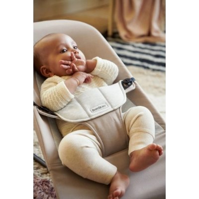 BabyBjörn Lehátko Balance Soft Woven Jersey - Beige/Grey, tmavá konstrukce - obrázek