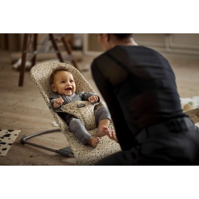 BabyBjörn Lehátko Bouncer Bliss Woven - Beige/Dark Gray - obrázek