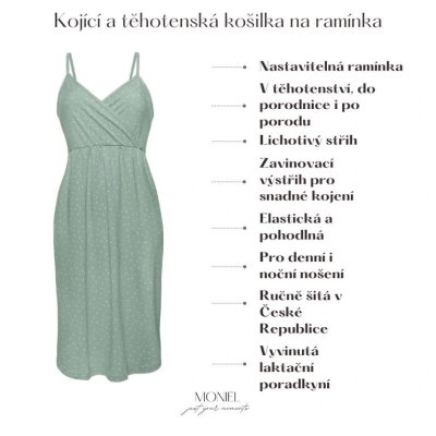 Moniel kojící a těhotenská košilka/šaty na ramínka Dots - Mintová, vel. XL - obrázek