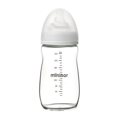 Mininor Skleněná kojenecká lahev 240 ml, 0m+