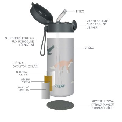 Zopa Termoska na tekutiny s brčkem 350 ml - Mountains - obrázek