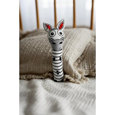 Černá na bílé Kontrastní chrastítko Mini - Zebra - obrázek