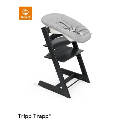 Stokke Set Tripp Trapp Židlička + Baby set + Newborn set Black + deka Dove Grey - obrázek