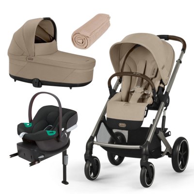 Cybex Zvýhodněný set Gold Balios S Lux New + Carry Cot S Almond Beige + Aton B2 i-Size Black + Deka