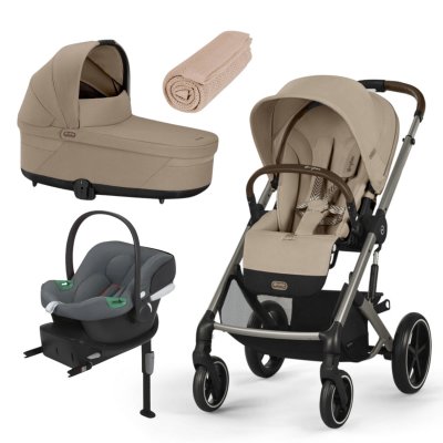 Cybex Zvýhodněný set Gold Balios S Lux New + Carry Cot S Almond Beige + Aton B2 i-Size Grey + Deka