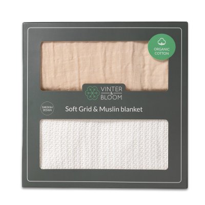 Vinter & Bloom Sada dek Soft Grid + Muslin - White/Beige - obrázek