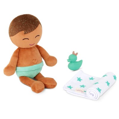 B.Toys Lulla Baby Plyšová panenka do vany Kluk - Light Brown Hair - obrázek