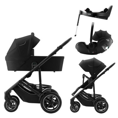 Britax Römer Set Kočárek Smile 5Z Classic + Hluboká korba + Autosedačka + Báze - Space Black