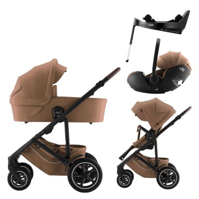 Britax Römer Set Kočárek Smile 5Z Lux + Hluboká korba + Autosedačka + Báze - Warm Caramel