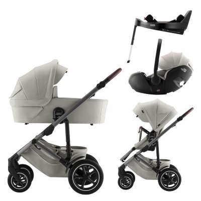 Britax Römer Set Kočárek Smile 5Z Lux + Hluboká korba + Autosedačka + Báze - Linen Grey