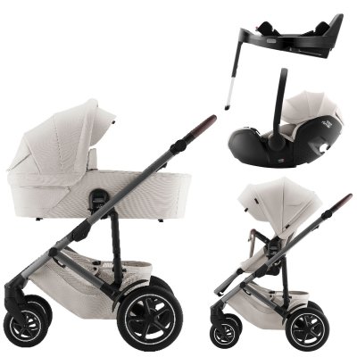 Britax Römer Set Kočárek Smile 5Z Lux + Hluboká korba + Autosedačka + Báze - Soft Taupe