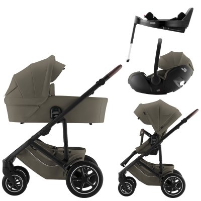 Britax Römer Set Kočárek Smile 5Z Lux + Hluboká korba + Autosedačka + Báze - Urban Olive