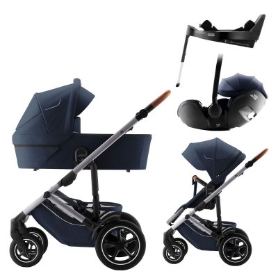 Britax Römer Set Kočárek Smile 5Z Style + Hluboká korba + Autosedačka + Báze - Night Blue