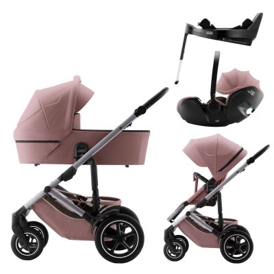 Britax Römer Set Kočárek Smile 5Z Style + Hluboká korba + Autosedačka + Báze - Dusty Rose