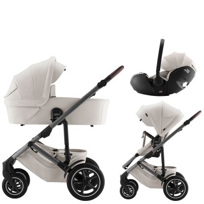 Britax Römer Set Kočárek Smile 5Z Lux + Hluboká korba + Autosedačka Baby-Safe Pro - Soft Taupe