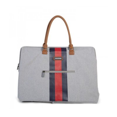 Childhome přebalovací taška Mommy Bag Big - Grey Stripes Red/Blue - obrázek