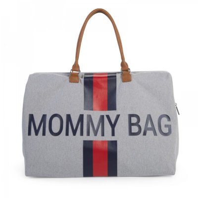 Childhome přebalovací taška Mommy Bag Big - Grey Stripes Red/Blue